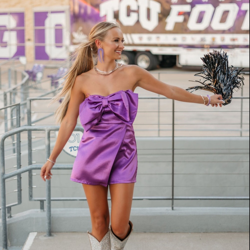 Purple Bow Statement Romper